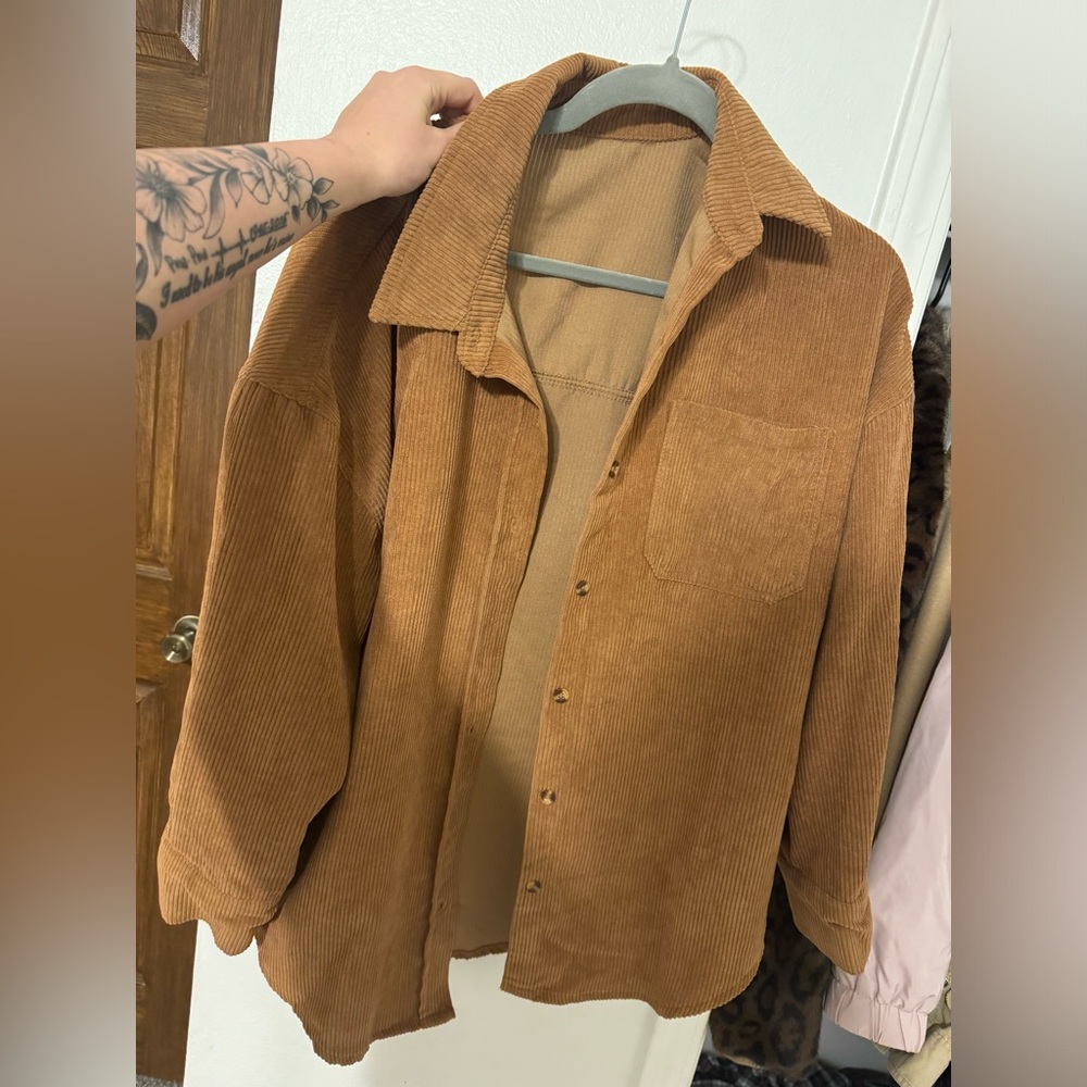 Brown Corduroy Button-Up shacket